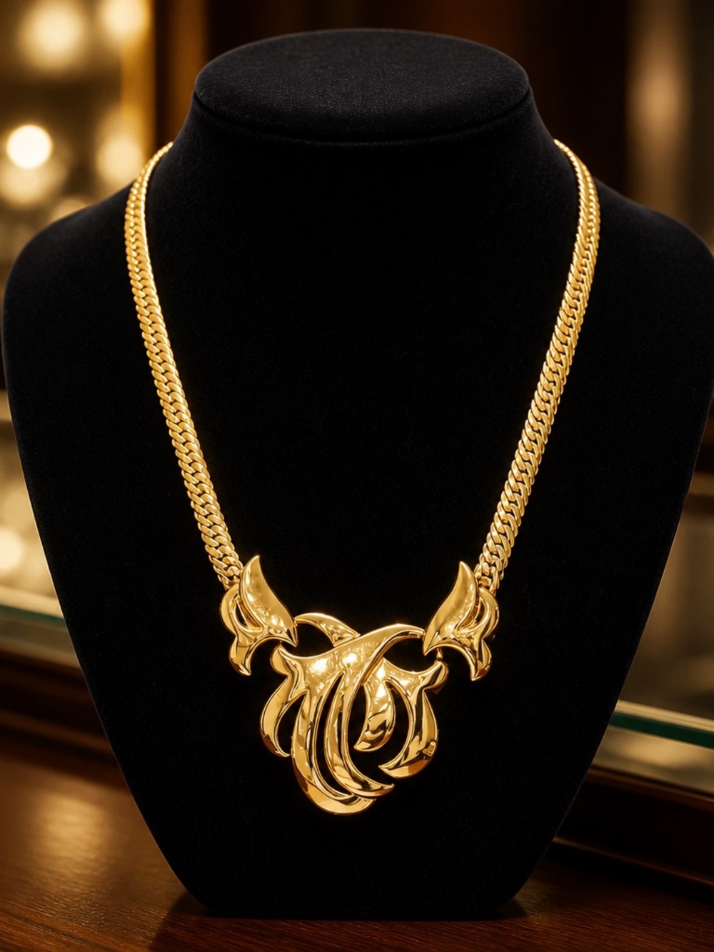 Vintage Napier Gold Sculptural Statement Necklace